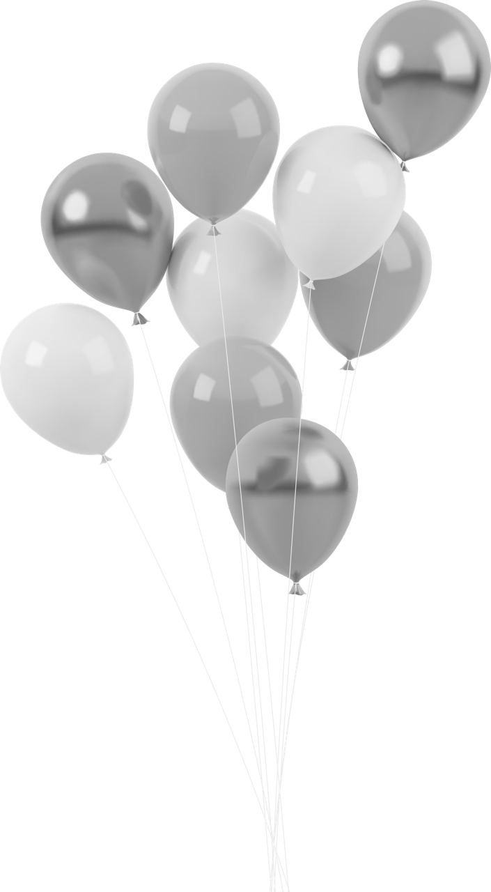 Grayscale image of a group of balloons