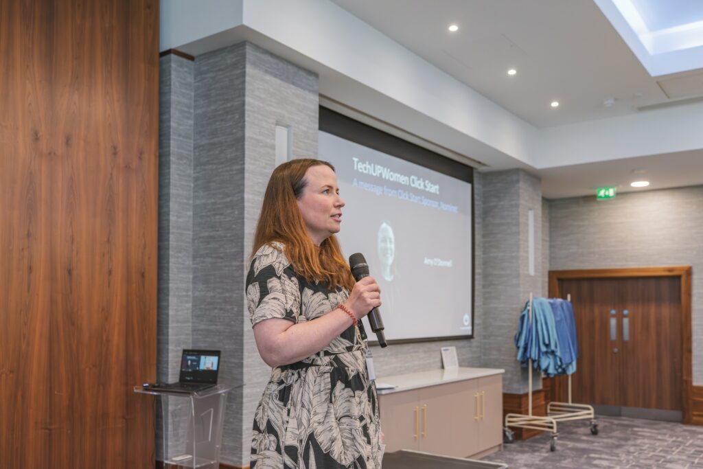 Amy O'Donnell at Click start TechUp women event
Image Source: Tianyuan Sun, Durham University