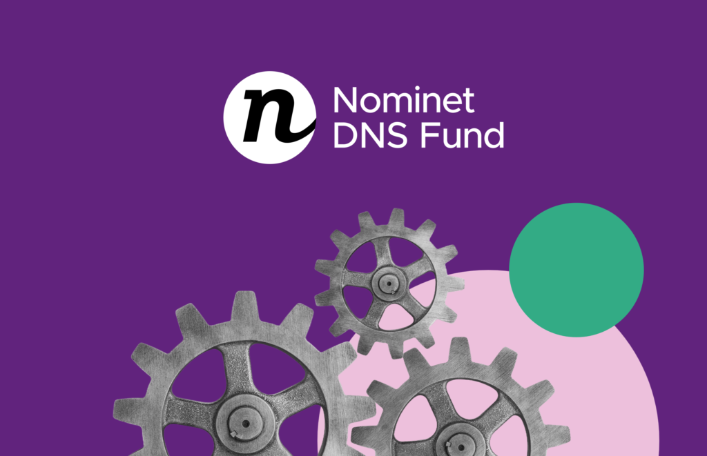 DNS Fund logo with cogs and circles background